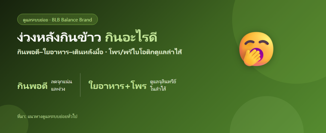 ง่วงหลังกินข้าว จุกแน่นอิ่มเกิน กินอะไรดี? ดูแลระบบย่อยให้เบาสบาย