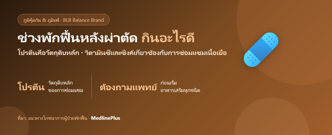 ช่วงพักฟื้นหลังผ่าตัด กินอะไรดี? โภชนาการที่ช่วยให้ร่างกายซ่อมแซมตัวเอง