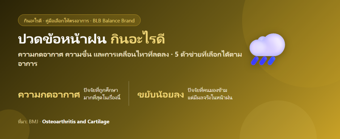 ปวดข้อ ฝืดตึงช่วงหน้าฝน กินอะไรดี? อากาศเปลี่ยนกับข้อ และตัวช่วยที่เลือกได้