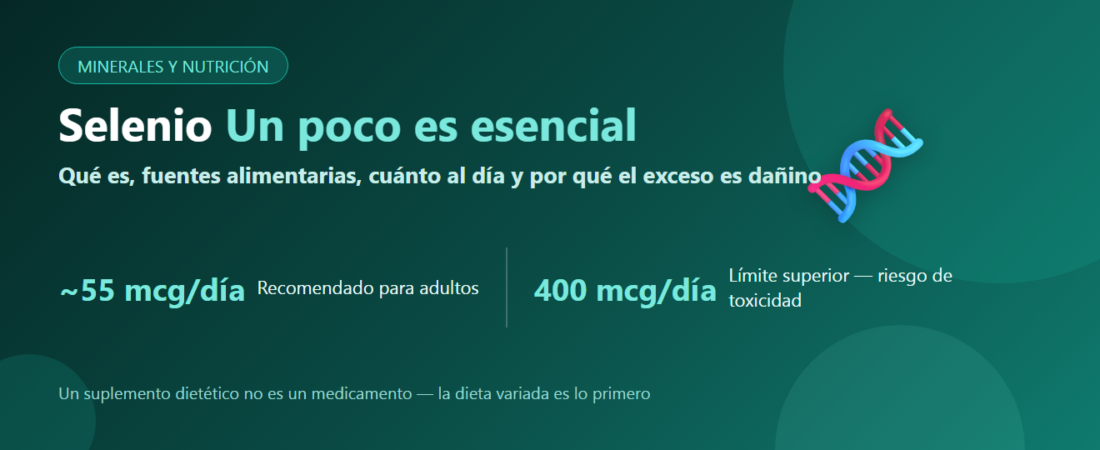 Selenio: beneficios, fuentes alimentarias y cuánto al día (y por qué el exceso es dañino)