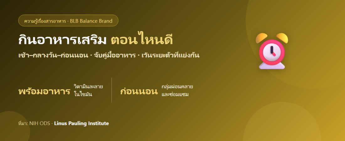 กินอาหารเสริมตอนไหนดี? ตารางเช้า–กลางวัน–ก่อนนอน แบบเข้าใจง่าย