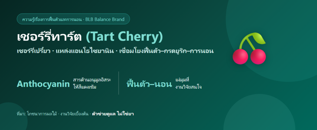 เชอร์รี่ทาร์ต (Tart Cherry) กับการฟื้นตัว กรดยูริก และการนอน