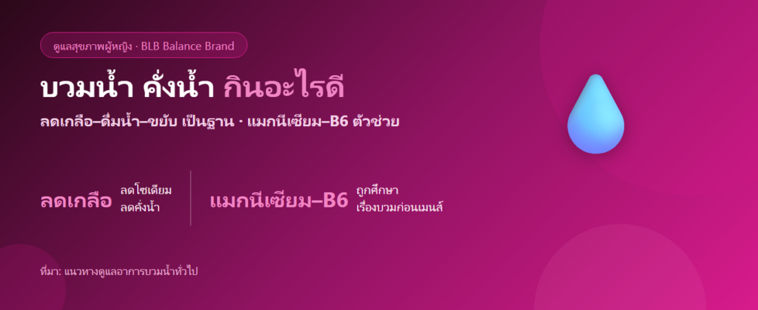 บวมน้ำ คั่งน้ำ โดยเฉพาะก่อนเมนส์ กินอะไรดี? ดูแลสมดุลน้ำจากภายใน
