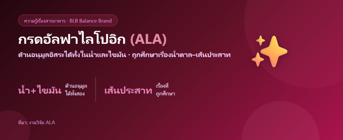 กรดอัลฟาไลโปอิก (ALA) คืออะไร? สารต้านอนุมูลอิสระที่ละลายได้ทั้งน้ำและไขมัน