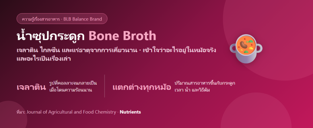 น้ำซุปกระดูก (Bone Broth) มีคอลลาเจนจริงไหม? แยกความเชื่อออกจากสิ่งที่วัดได้