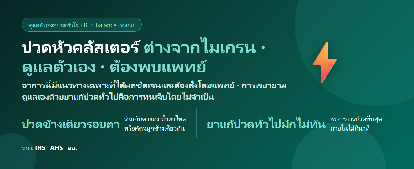 ปวดหัวคลัสเตอร์ (Cluster Headache) คืออะไร? ต่างจากไมเกรนยังไง ดูแลตัวเองยังไง และทำไมต้องรีบพบแพทย์