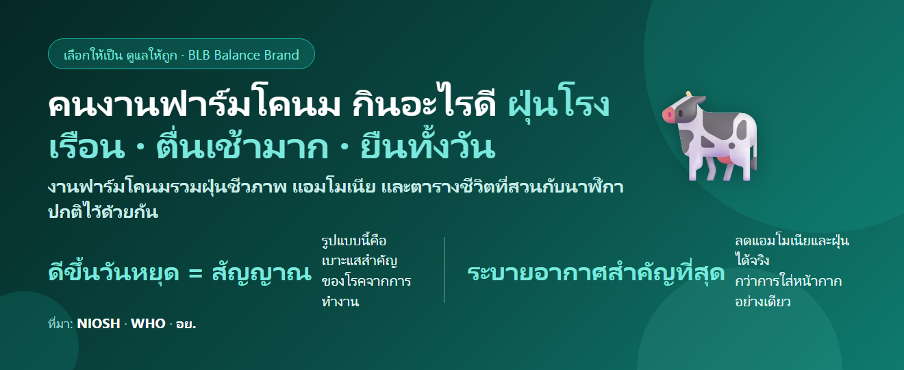 คนงานฟาร์มโคนม ตื่นตี 3 รีดนม อยู่ในโรงเรือนทั้งวัน ไอ คันจมูก กินอะไรดี? ดูแลปอดและการพักผ่อน