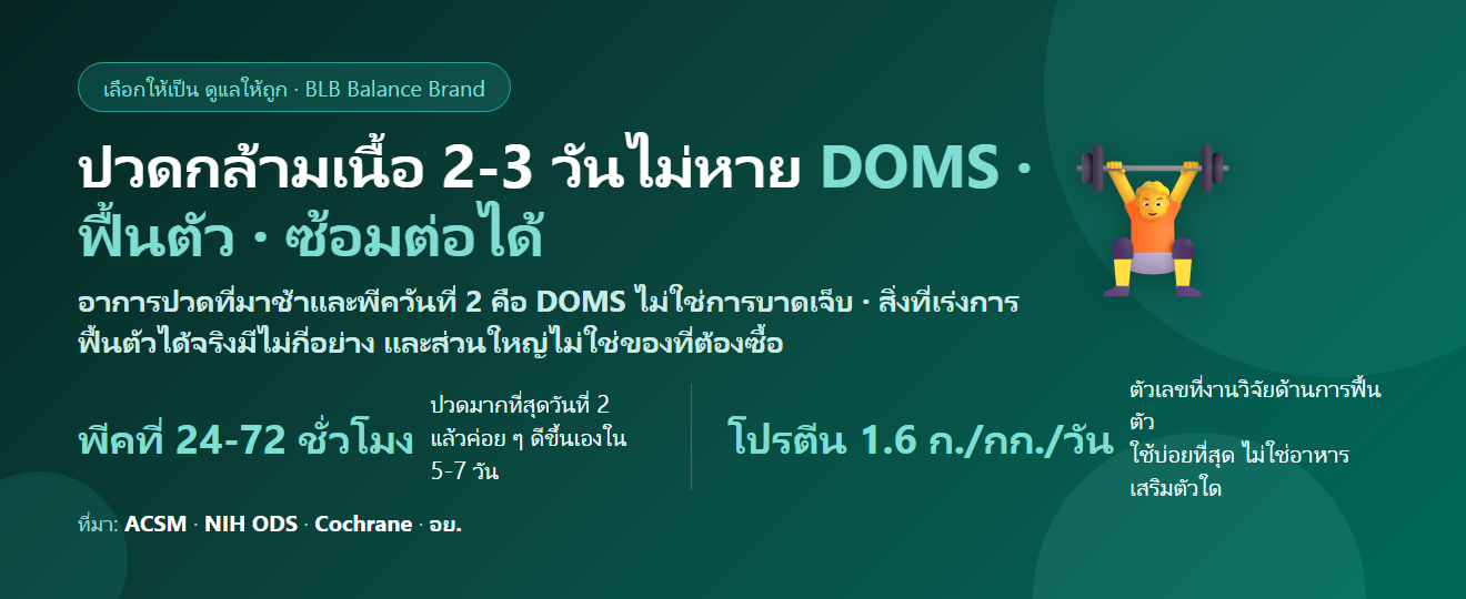 ปวดกล้ามเนื้อหลังออกกำลังกาย 2-3 วันไม่หาย (DOMS) กินอะไรดี? ดูแลการฟื้นตัวให้ซ้อมต่อได้