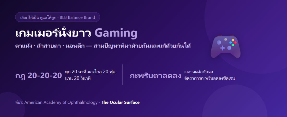 เล่นเกมยาวหลายชั่วโมง ตาแห้ง แสบตา นอนดึกเป็นประจำ กินอะไรดี? ดูแลสายตาและการพักผ่อน