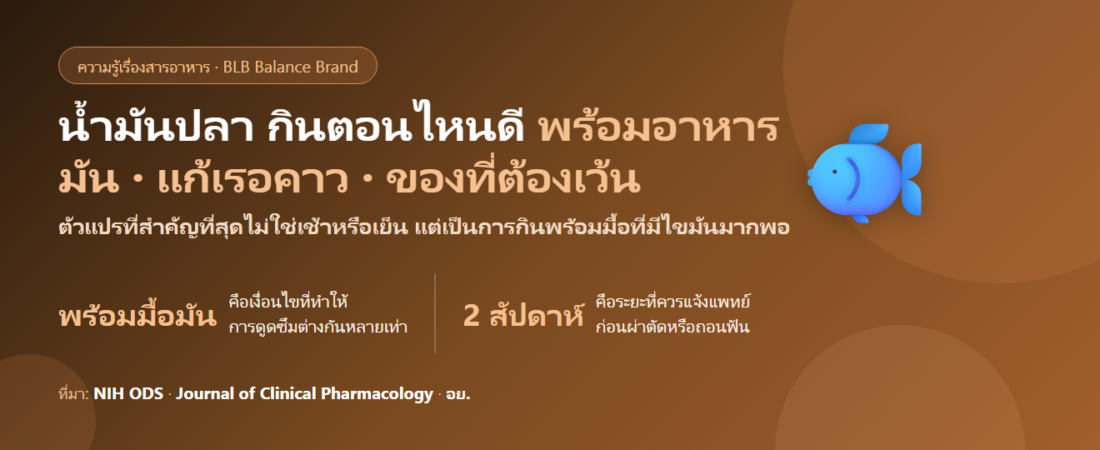 น้ำมันปลา กินตอนไหนดี? ทำไมต้องกินพร้อมอาหารมัน วิธีแก้เรอคาว และของที่ต้องเว้นระยะ