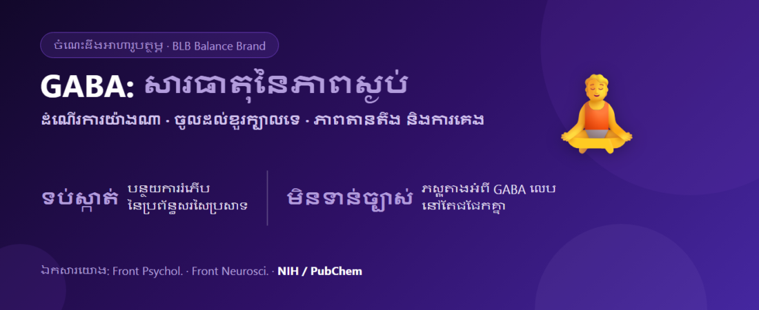 តើ GABA គឺជាអ្វី? សារធាតុបញ្ជូនសរសៃប្រសាទនៃភាពស្ងប់ ការសម្រាកលំហែ និងការគេង