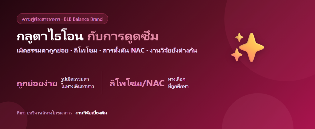 กลูตาไธโอนกินแล้วดูดซึมจริงไหม? แบบเม็ดธรรมดา ลิโพโซม และสารตั้งต้น NAC