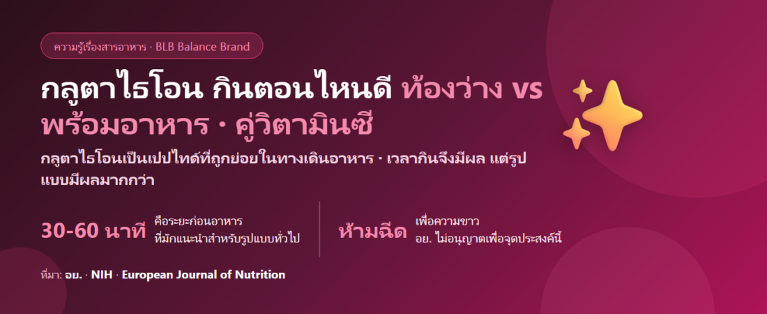 กลูตาไธโอน กินตอนไหนดี? ท้องว่างหรือพร้อมอาหาร กินคู่วิตามินซีจำเป็นไหม และเรื่องที่ห้ามทำ