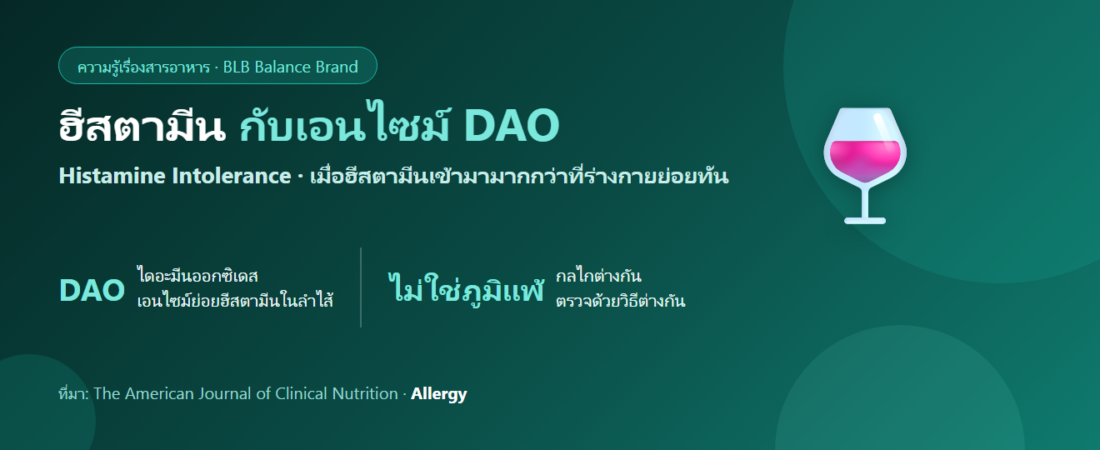 ภาวะไม่ทนฮีสตามีน (Histamine Intolerance) กับเอนไซม์ DAO คืออะไร? แยกจากภูมิแพ้อาหารอย่างไร