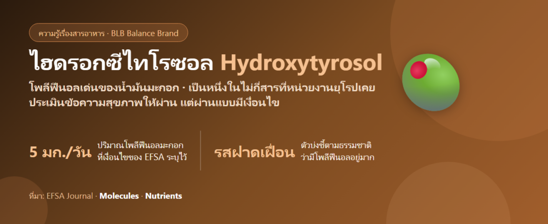 ไฮดรอกซีไทโรซอล (Hydroxytyrosol) คืออะไร? โพลีฟีนอลจากมะกอกที่ EFSA เคยให้ผ่านข้อความเดียว