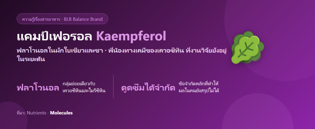 แคมป์เฟอรอล (Kaempferol) คืออะไร? ฟลาโวนอยด์ในผักใบเขียวที่งานวิจัยกำลังสนใจ