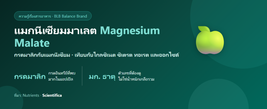 แมกนีเซียมมาเลต (Magnesium Malate) คืออะไร? ต่างจากไกลซิเนต ซิเตรต ออกไซด์ยังไง