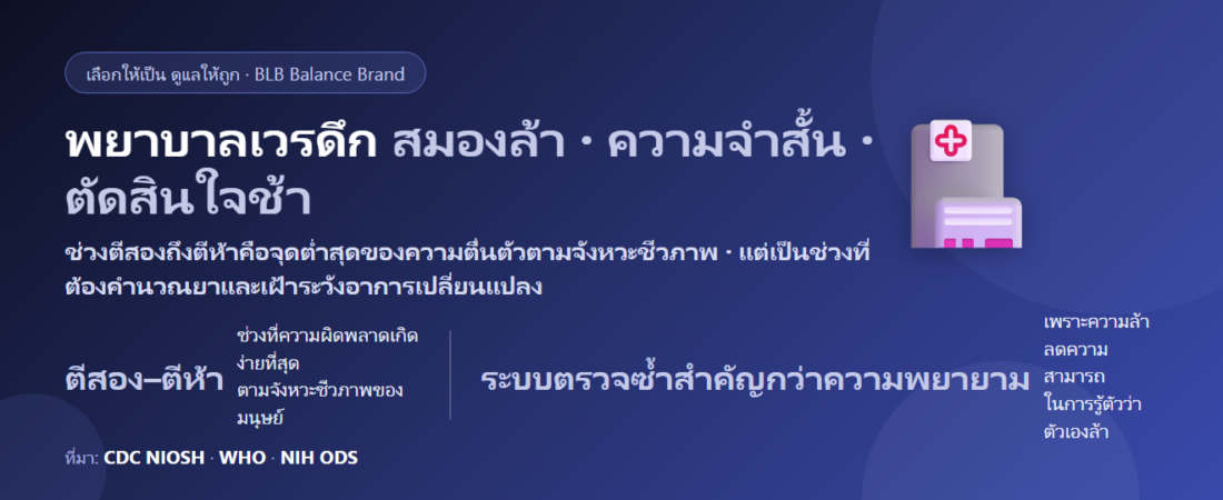 พยาบาลเวรดึก สมองล้า ความจำสั้นลง ตัดสินใจช้า กินอะไรดี? ดูแลสมองในงานที่พลาดไม่ได้