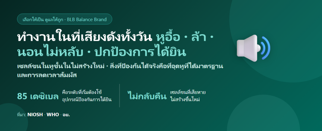 ทำงานในที่เสียงดังทั้งวัน หูอื้อ ล้า นอนไม่หลับ กินอะไรดี? ปกป้องการได้ยินและระบบประสาท