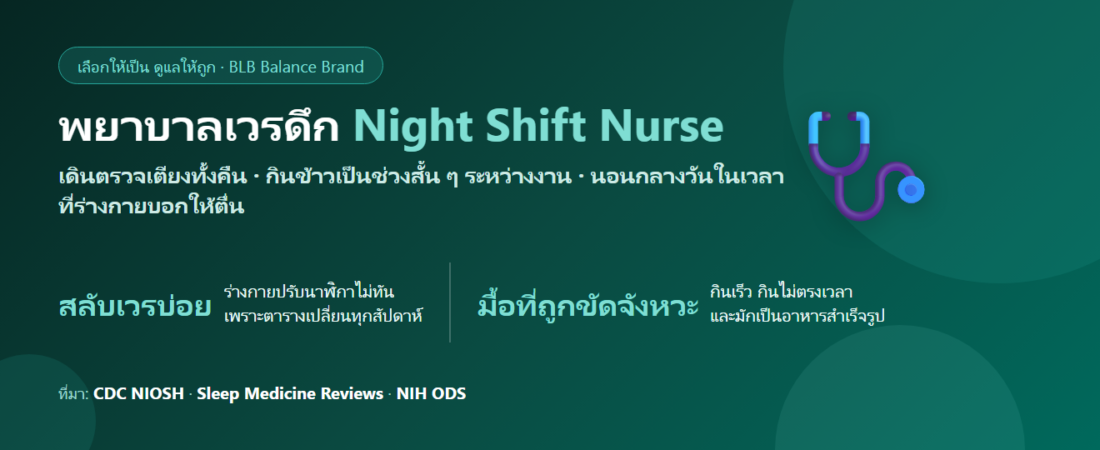 พยาบาลขึ้นเวรดึก พักไม่พอ กินข้าวไม่ตรงเวลา กินอะไรดี? ดูแลตัวเองของคนที่ดูแลคนอื่น