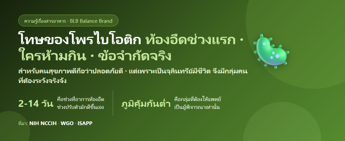 โทษของโพรไบโอติก มีอะไรบ้าง? ท้องอืดช่วงแรกปกติไหม ใครห้ามกิน และเรื่องที่ฉลากไม่ได้บอก