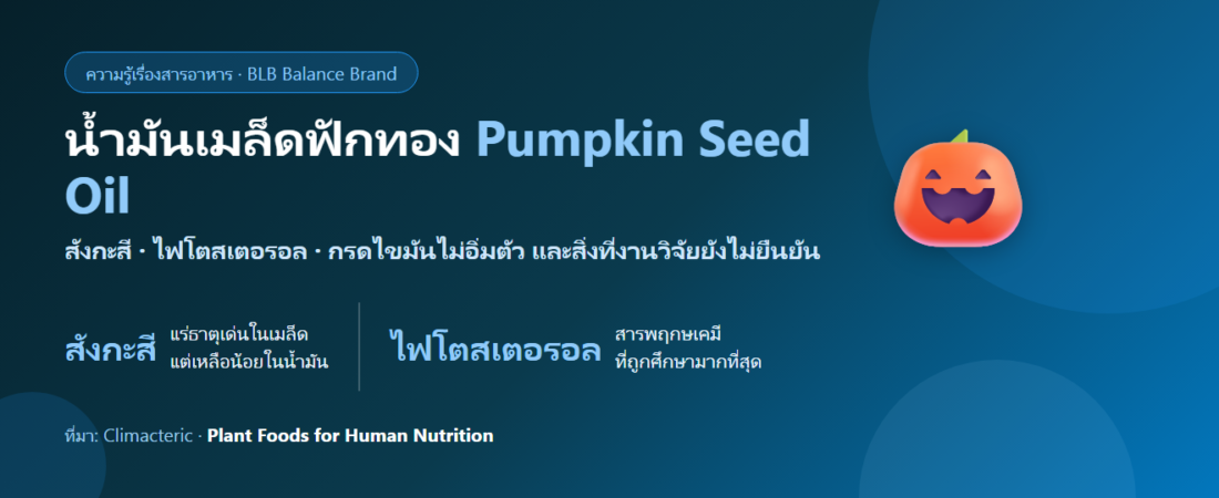 น้ำมันเมล็ดฟักทอง (Pumpkin Seed Oil) คืออะไร? สังกะสี ไฟโตสเตอรอล และงานวิจัยที่มี