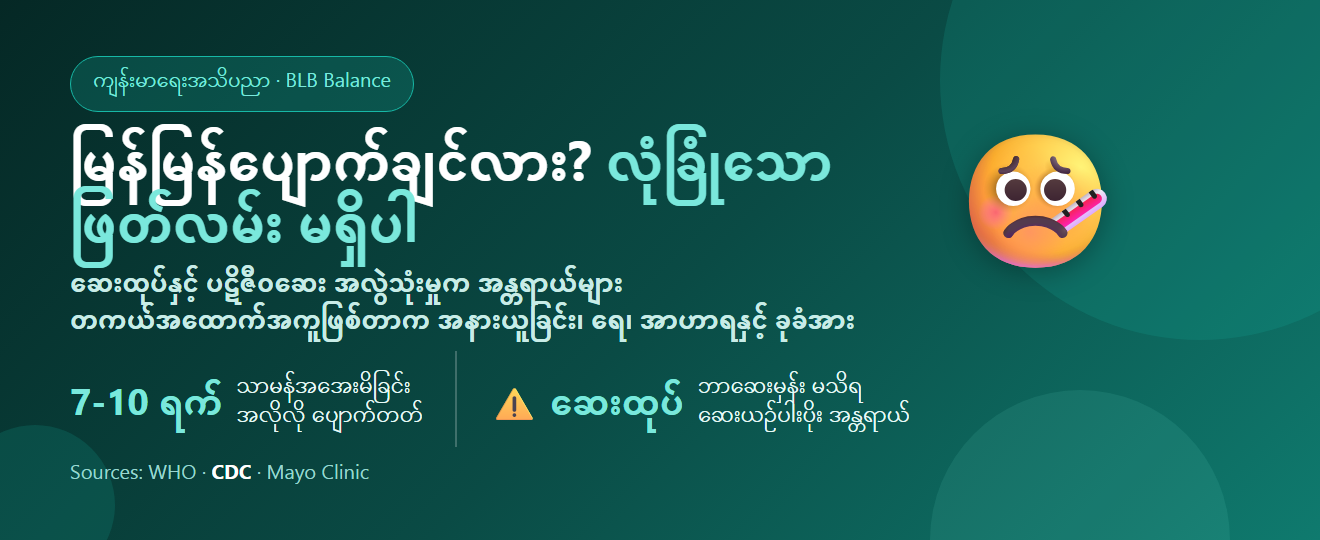 မြန်မြန်ပျောက်ချင်လား? ဆေးထုပ်နှင့် ပဋိဇီဝဆေး အလွဲသုံးမှု အန္တရာယ်နှင့် လုံခြုံစွာ ပြန်လည်နာလန်ထူနည်း