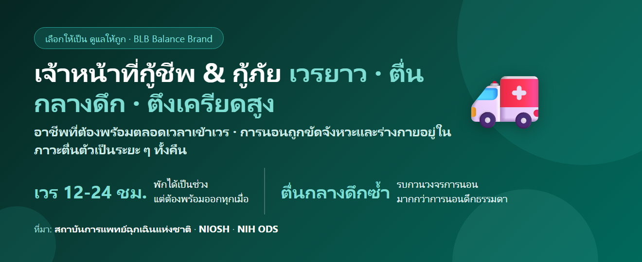 เจ้าหน้าที่กู้ชีพและกู้ภัย เข้าเวรไม่เป็นเวลา ตื่นตัวตลอดคืน กินอะไรดี? ดูแลการพักและความตึงเครียด
