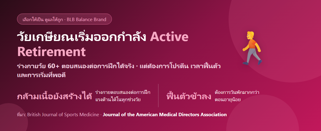 วัยเกษียณเพิ่งเริ่มออกกำลังกาย ปวดเมื่อยง่าย ฟื้นตัวช้า กินอะไรดี? เริ่มอย่างไรให้ไปต่อได้