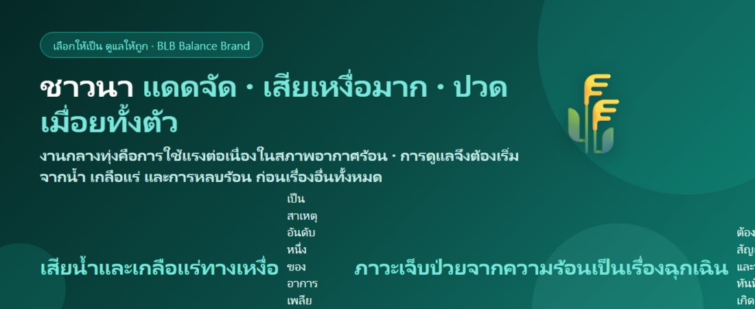 ชาวนาทำงานกลางแดดทั้งวัน ปวดเมื่อยทั้งตัว เสียเหงื่อมาก กินอะไรดี? ดูแลร่างกายของคนกลางทุ่ง