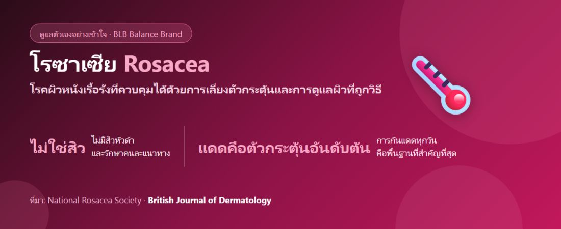 โรซาเซีย (Rosacea) หน้าแดงเรื้อรัง แสบร้อน มีตุ่มแดง ดูแลตัวเองยังไง? ตัวกระตุ้นและการปกป้องผิว