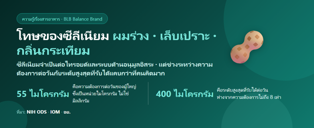 โทษของซีลีเนียม (Selenium) มีอะไรบ้าง? ช่องว่างระหว่างพอดีกับเกินที่แคบที่สุดในบรรดาแร่ธาตุ