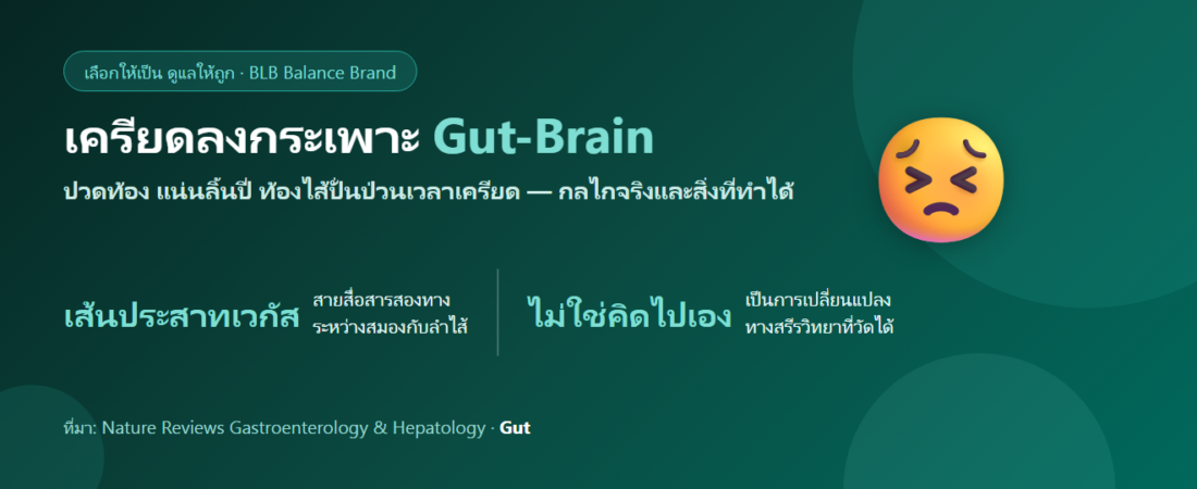 เครียดลงกระเพาะ ปวดท้องเวลาเครียด แน่นลิ้นปี่ กินอะไรดี? เข้าใจแกนสมอง-ลำไส้
