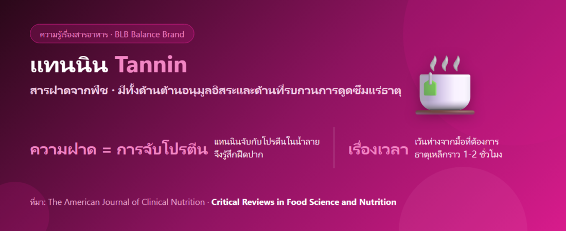 แทนนิน (Tannin) คืออะไร? สารฝาดในชา ลูกพลับ และเรื่องธาตุเหล็กที่ควรรู้
