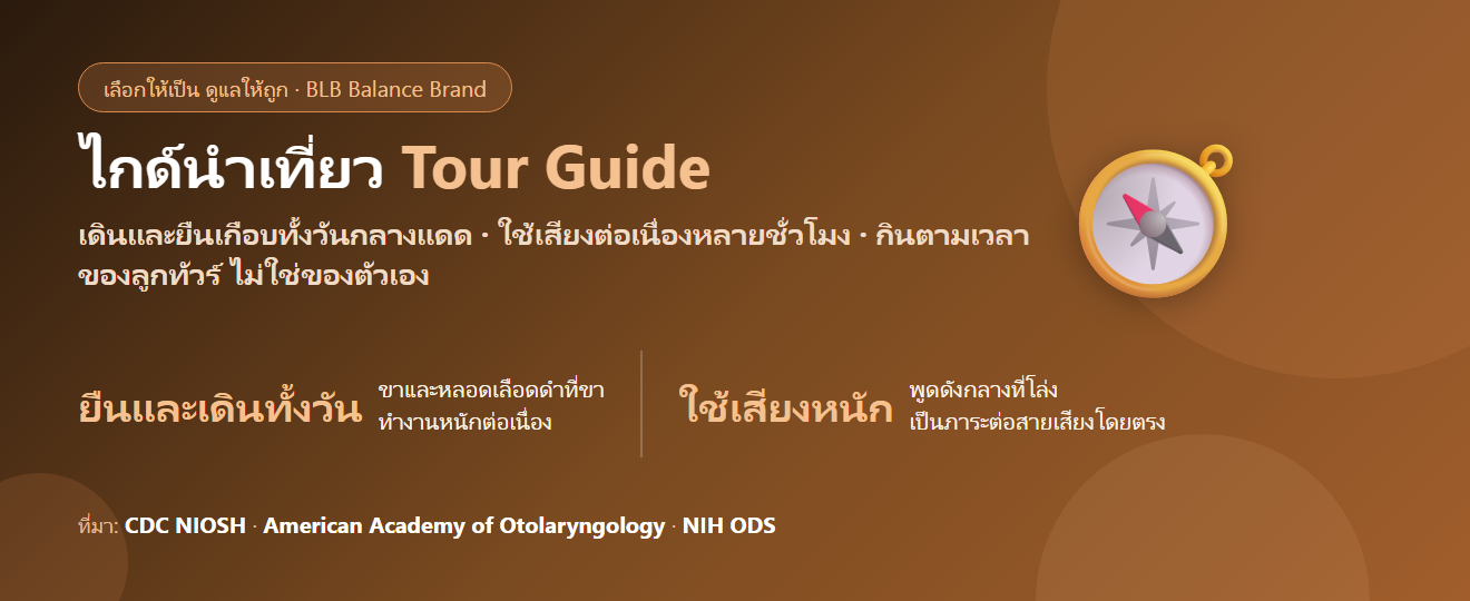 ไกด์นำเที่ยว เดินทั้งวัน พูดทั้งวัน กินอะไรดี? ดูแลขา การไหลเวียน และเสียงของคนพาทัวร์