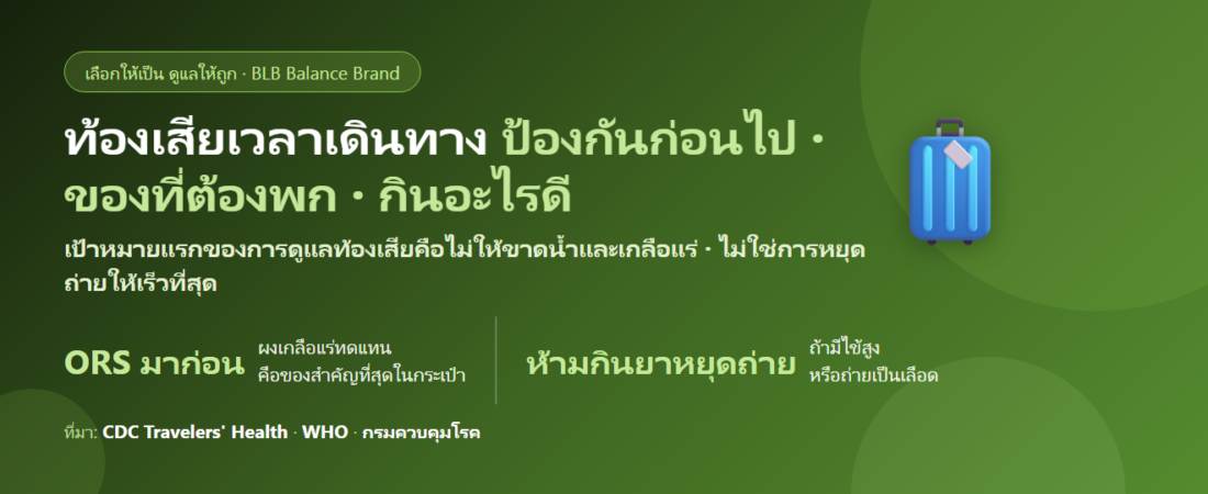 ท้องเสียทุกครั้งที่ไปเที่ยว กินอะไรดี? ป้องกันก่อนเดินทาง ของที่ต้องพก และสัญญาณที่ต้องหาหมอ