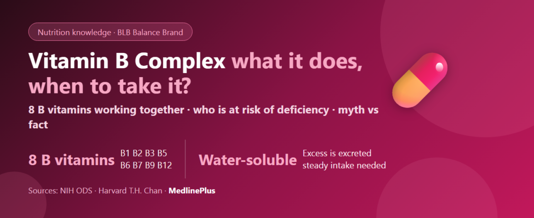 Vitamin B complex explained: what the 8 B vitamins do, who is at risk of deficiency, and when to take them