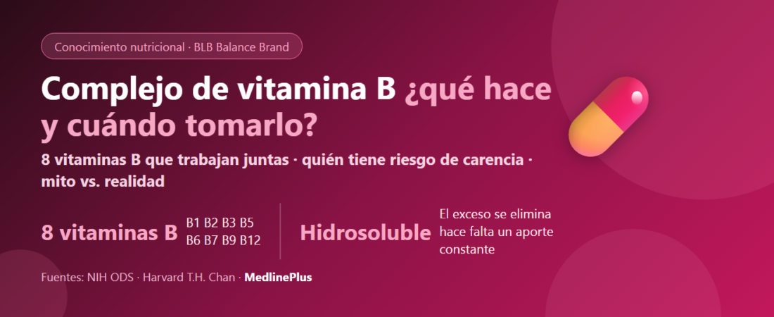 ¿Qué es el complejo de vitamina B, para qué sirve, quién tiene riesgo de carencia y cuándo conviene tomarlo?