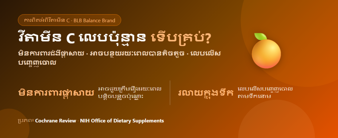 វីតាមីន C លេបប៉ុន្មានទើបគ្រប់? តើវាពិតជាការពារជំងឺផ្តាសាយបានទេ — និងអ្វីដែល Liposomal ខុសពីធម្មតា