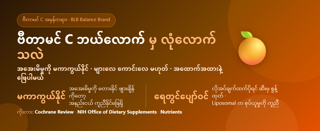 ဗီတာမင် C ဘယ်လောက်စားမှ လုံလောက်သလဲ၊ အအေးမိခြင်းကို တကယ် ကာကွယ်နိုင်သလား — Liposomal က ရိုးရိုးနှင့် ဘာကွာသလဲ