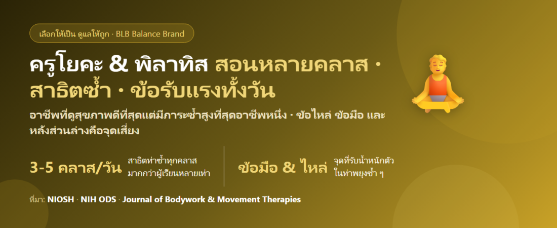 ครูสอนโยคะและพิลาทิส สอนวันละหลายคลาส กินอะไรดี? ดูแลข้อ การเคลื่อนไหว และแรงที่ต้องใช้ทั้งวัน