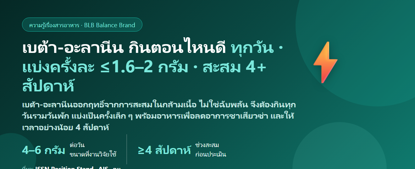 เบต้า-อะลานีน (Beta-Alanine) กินตอนไหนดี? ก่อนออกกำลังกายจำเป็นไหม แบ่งกินวันละกี่ครั้งเพื่อลดอาการชาเสียวซ่า ต้องโหลดกี่สัปดาห์ วันพักต้องกินไหม และกินคู่ครีเอทีนได้ไหม