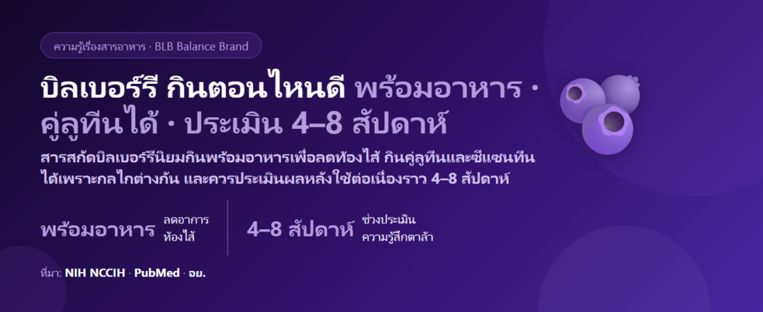 บิลเบอร์รี (Bilberry) กินตอนไหนดี? พร้อมอาหารหรือท้องว่าง กินคู่ลูทีนได้ไหม และกี่สัปดาห์ถึงประเมินผล