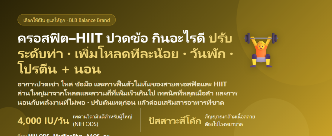 เล่นครอสฟิต–HIIT หนัก ๆ ปวดเข่า ไหล่ ข้อมือ ฟื้นตัวไม่ทัน กินอะไรดี? ดูแลข้อ กระดูก และการพักของสายเวทความเข้มสูง