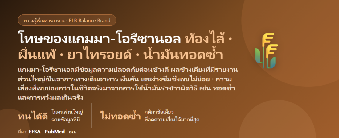โทษของแกมมา-โอรีซานอล (Gamma Oryzanol) มีอะไรบ้าง? ผลข้างเคียง ใครควรระวัง และกินน้ำมันรำข้าวอย่างไรให้ปลอดภัย