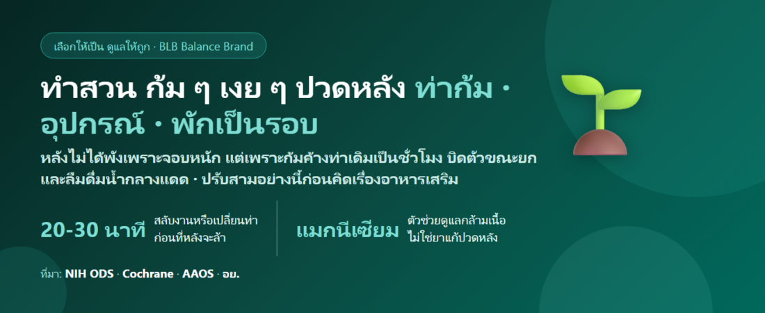 ทำสวน ปลูกต้นไม้ ก้ม ๆ เงย ๆ ปวดหลัง ปวดเอว กล้ามเนื้อตึง กินอะไรดี? ท่าที่ถูก อุปกรณ์ที่ช่วย และบทบาทจริงของแมกนีเซียม
