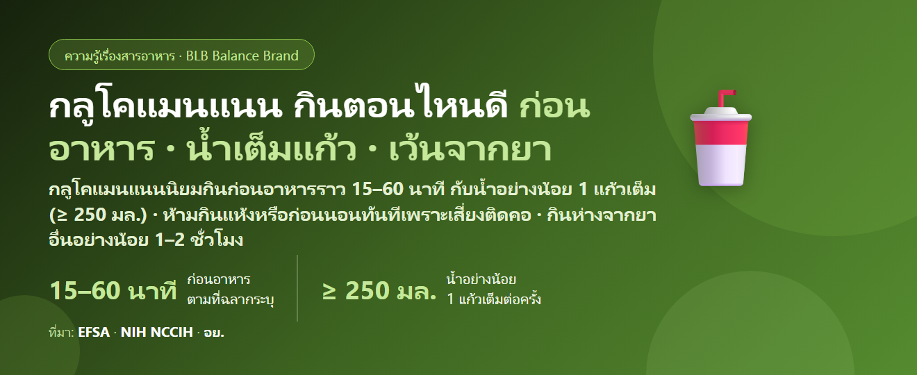 กลูโคแมนแนน (บุก) กินตอนไหนดี? ก่อนอาหารกี่นาที ต้องดื่มน้ำเท่าไร และเว้นระยะจากยากี่ชั่วโมง