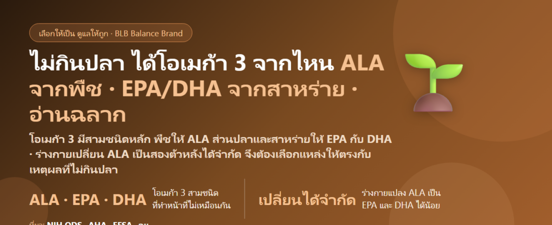 ไม่กินปลา ไม่ชอบน้ำมันปลา จะได้โอเมก้า 3 จากไหน กินอะไรดี? ทางเลือกจากพืชและข้อจำกัดที่ต้องรู้