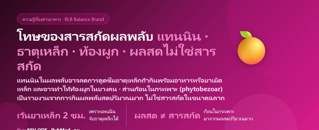 โทษของสารสกัดผลพลับ (Persimmon Extract) มีอะไรบ้าง? แทนนินกับธาตุเหล็ก ท้องผูก และใครควรระวัง