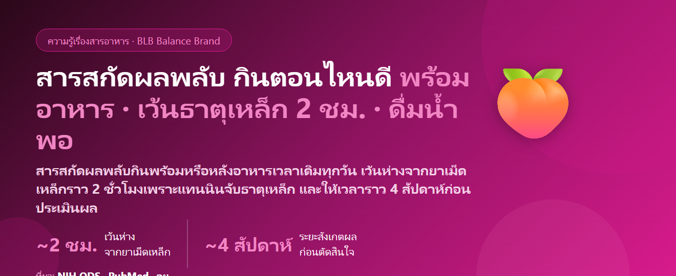สารสกัดผลพลับ (Persimmon Extract) กินตอนไหนดี? พร้อมอาหารหรือห่างมื้อ เว้นจากธาตุเหล็กกี่ชั่วโมง และกี่สัปดาห์ถึงประเมินเรื่องกลิ่นกาย